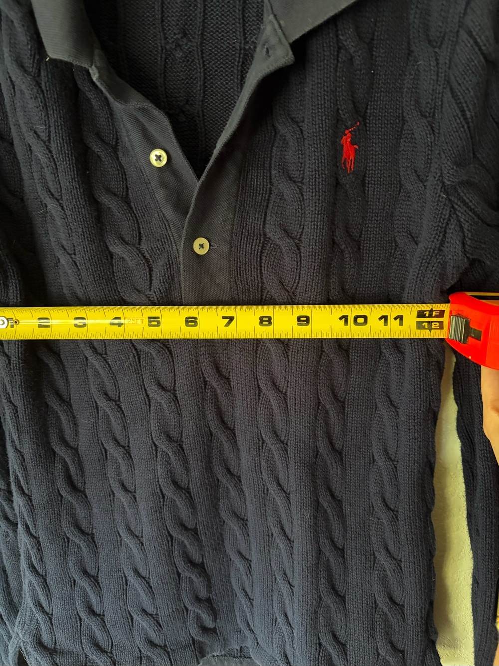 Ralph Lauren Cable-Knit Cotton Long-Sleeve Polo Shirt - Picture 7 of 8